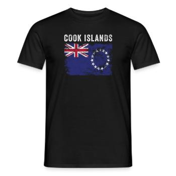 Cook Islands Flag Distressed - Men's T-Shirt - black - Front - AI Model Male 178 light (178cm)