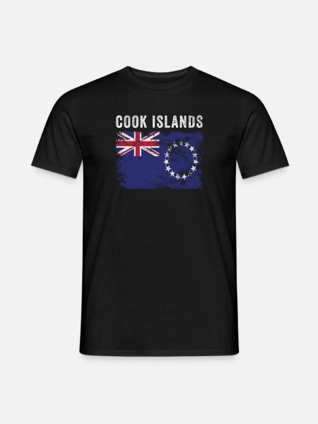 Cook Islands Flag Distressed - Men's T-Shirt - black