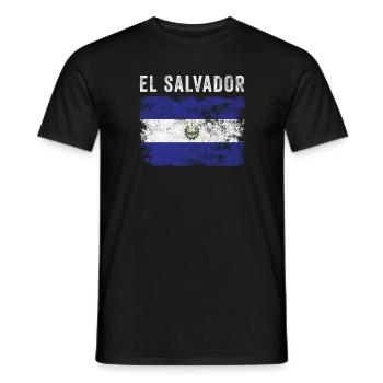 El Salvador Flag Vintage Salvadoran Flag - Men's T-Shirt - black - Front - AI Model Male 178 light (178cm)