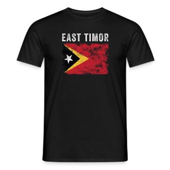 East Timor Flag Distressed Timorese Flag - Men's T-Shirt - black - Front - AI Model Male 178 light (178cm)