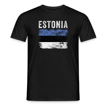 Estonia Flag Distressed - Estnische Flagge - Männer T-Shirt - Schwarz - Vorne - AI Model Male 178 light (178cm)
