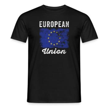 European Union Flag Distressed - Men's T-Shirt - black - Front - AI Model Male 178 light (178cm)