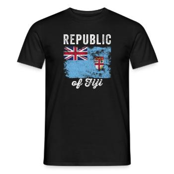 Drapeau fidjien en détresse - Drapeau fidjien - T-shirt homme - noir - Devant - AI Model Male 178 light (178cm)