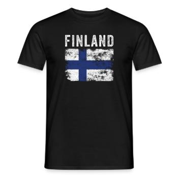 Drapeau finlandais en détresse - Drapeau finlandais - T-shirt homme - noir - Devant - AI Model Male 178 light (178cm)