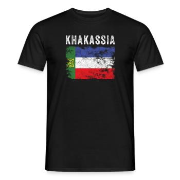 Khakassia Flag Distressed - Khakas Flag - Men's T-Shirt - black - Front - AI Model Male 178 light (178cm)