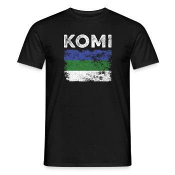 Drapeau Komi en détresse - Drapeau Komi - T-shirt homme - noir - Devant - AI Model Male 178 light (178cm)