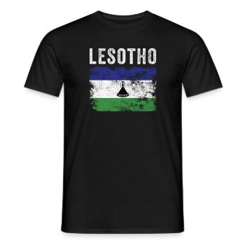 Lesotho Flag Distressed - Basotho Flag - Men's T-Shirt - black - Front - AI Model Male 178 light (178cm)