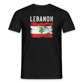 Libanon Flagge Distressed - Libanesische Flagge - Männer T-Shirt - Schwarz - Vorne - AI Model Male 178 light (178cm)