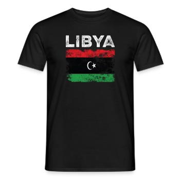 Libya Flag Distressed - Libysche Flagge - Männer T-Shirt - Schwarz - Vorne - AI Model Male 178 light (178cm)