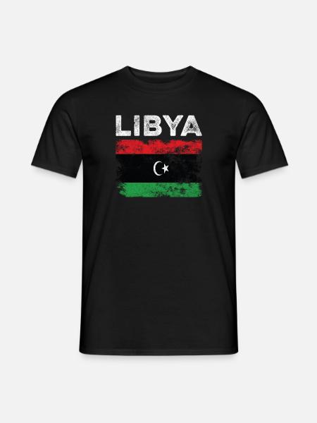 Libya Flag Distressed - Libyan Flag - Men's T-Shirt - black