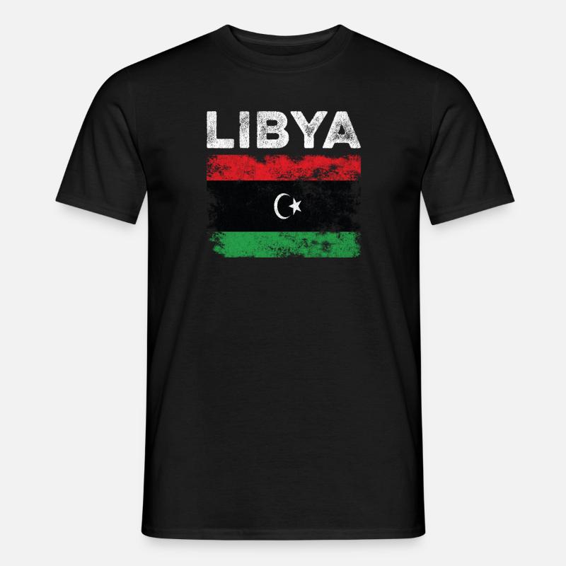 Libya Flag Distressed - Libysche Flagge - Männer T-Shirt - Schwarz