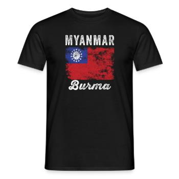 Myanmar Flag Distressed - Burmese Flag - Men's T-Shirt - black - Front - AI Model Male 178 light (178cm)