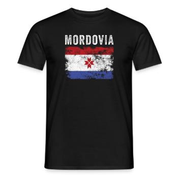 Mordovia Flag Distressed - Mordvin Flag - Men's T-Shirt - black - Front - AI Model Male 178 light (178cm)