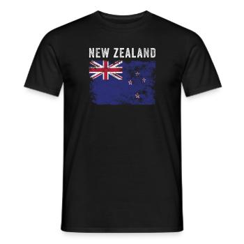 Drapeau néo-zélandais en détresse - T-shirt homme - noir - Devant - AI Model Male 178 light (178cm)