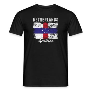 Flagge der Niederländischen Antillen verzweifelt - Männer T-Shirt - Schwarz - Vorne - AI Model Male 178 light (178cm)