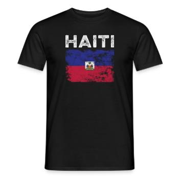Drapeau haïtien en détresse - Drapeau haïtien - T-shirt homme - noir - Devant - AI Model Male 178 light (178cm)