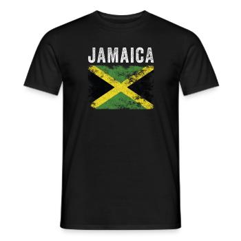 Jamaica Flag Distressed - Jamaican Flag - Men's T-Shirt - black - Front - AI Model Male 178 light (178cm)