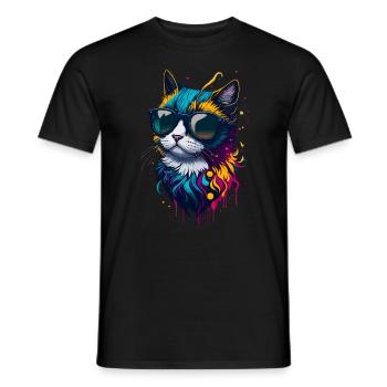 Cute cat - Men's T-Shirt - black - Front - AI Model Male 178 light (178cm)