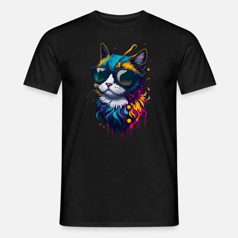 Niedliche Katze - Männer T-Shirt - Schwarz