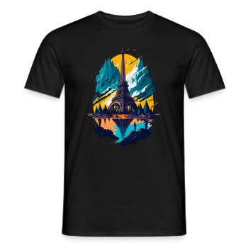 Tour abstraite de Paris - T-shirt homme - noir - Devant - AI Model Male 178 light (178cm)