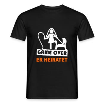 JGA - Game Over - Er Heiratet - Party Shirt - Männer T-Shirt - Schwarz - Vorne - AI Model Male 178 light (178cm)