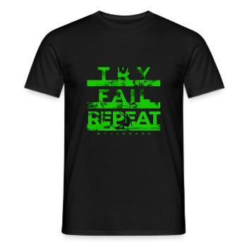 Try, Fail, Repeat. Wakeboard Wakeskate Wasserski - Männer T-Shirt - Schwarz - Vorne - AI Model Male 178 light (178cm)
