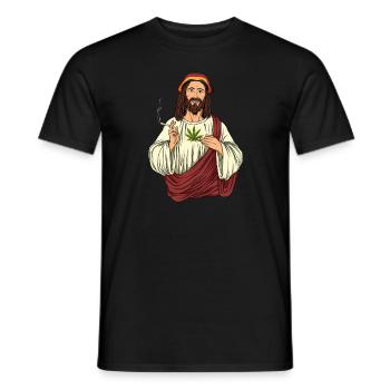 Weed Smoking Jesus Christ - Cannabis Stoner THC - Men's T-Shirt - black - Front - AI Model Male 178 light (178cm)