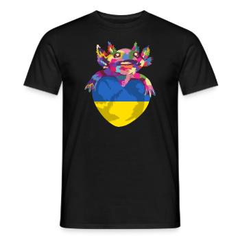 Drapeau de l’Ukraine Vintage Drapeau ukrainien d’occasion Look - T-shirt homme - noir - Devant - AI Model Male 178 light (178cm)