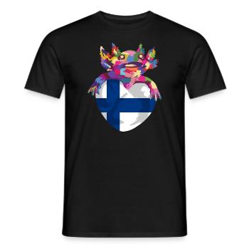Drapeau finlandais Suomi Drapeau finlandais Look utilisé - T-shirt homme - noir - Devant - AI Model Male 178 light (178cm)