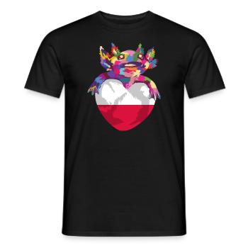 Drapeau de Pologne utilisé Look Polska Drapeau polonais - T-shirt homme - noir - Devant - AI Model Male 178 light (178cm)