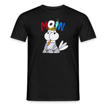 Seagull Xiao greets - Men's T-Shirt - black - Front - AI Model Male 178 light (178cm)