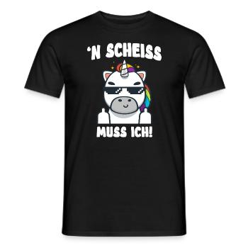 Einen Scheiß muss ich - Lustiges Einhorn T-Shirt - Männer T-Shirt - Schwarz - Vorne - AI Model Male 178 light (178cm)