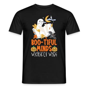 Boo-tiful Minds Wickedly Wise Teacher Halloween - Männer T-Shirt - Schwarz - Vorne - AI Model Male 178 light (178cm)