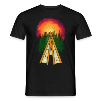 Wilder Westen Tipi Camp Sonnenuntergang Natur - Männer T-Shirt - Schwarz - Vorne - AI Model Male 178 light (178cm)