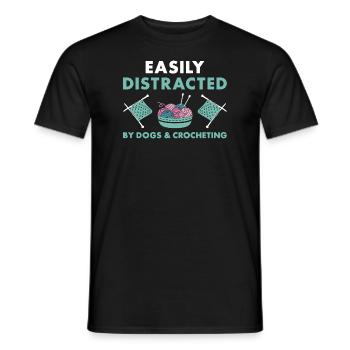 Crocheteur facilement distrait par les chiens et le crochet - T-shirt homme - noir - Devant - AI Model Male 178 light (178cm)