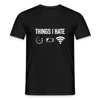 Things i Hate Funny programmer gamer computer - Men's T-Shirt - black - Front - AI Model Male 178 light (178cm)