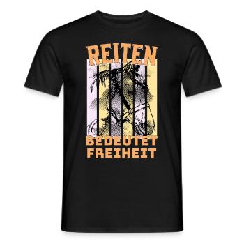 Pferde Reiten bedeutet Freiheit Pferdeliebhaber - Männer T-Shirt - Schwarz - Vorne - AI Model Male 178 light (178cm)