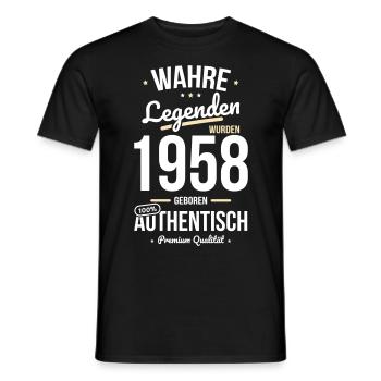 65. Geburtstag - Legenden wurden 1958 - Männer T-Shirt - Schwarz - Vorne - AI Model Male 178 light (178cm)