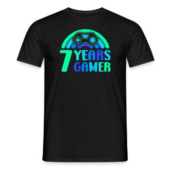 7th Birthday Boy 7 Years Controller Gaming - Men's T-Shirt - black - Front - AI Model Male 178 light (178cm)