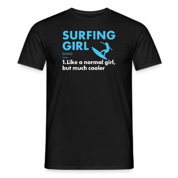 Sport Girl Surfing - Men's T-Shirt - black - Front - AI Model Male 178 light (178cm)