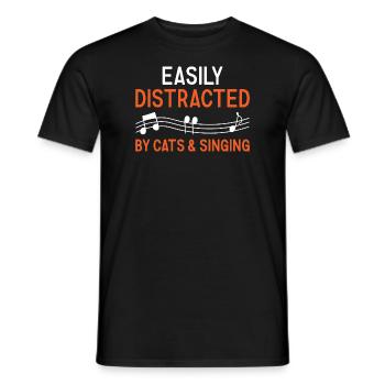 Singer Easily Distracted By Cats And Singing - Männer T-Shirt - Schwarz - Vorne - AI Model Male 178 light (178cm)