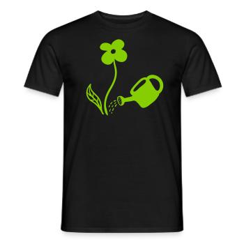 Blumen gießen - line - Männer T-Shirt - Schwarz - Vorne - AI Model Male 178 light (178cm)