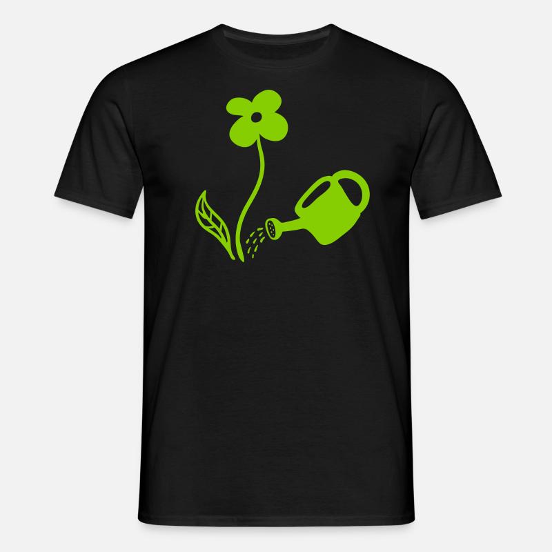 Blumen gießen - line - Männer T-Shirt - Schwarz
