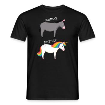Monday - Friday | Donkey - Unicorn - T-shirt homme - noir - Devant - AI Model Male 178 light (178cm)
