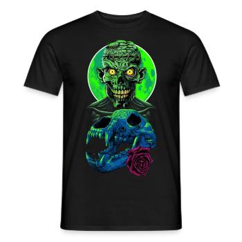 Totenkopf Zombie mit Blume - Männer T-Shirt - Schwarz - Vorne - AI Model Male 178 light (178cm)