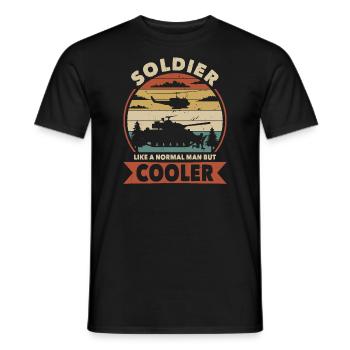 Soldier like a normal man but cooler - Men's T-Shirt - black - Front - AI Model Male 178 light (178cm)