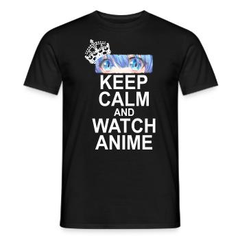 Keep Calm And Watch Anime - Männer T-Shirt - Schwarz - Vorne - AI Model Male 178 light (178cm)