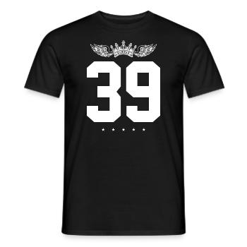 39 Number crown - Men's T-Shirt - black - Front - AI Model Male 178 light (178cm)