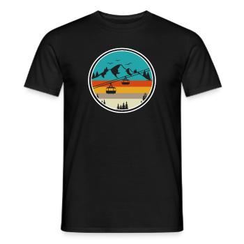 Cable car Gondola Aerial cableway in front of Bergen - Men's T-Shirt - black - Front - AI Model Male 178 light (178cm)