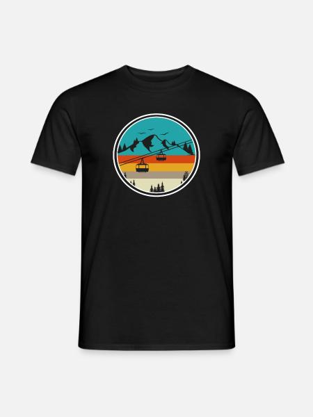 Cable car Gondola Aerial cableway in front of Bergen - Men's T-Shirt - black